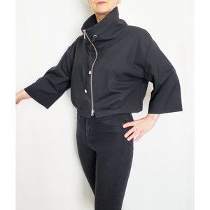 Mel & Lisa Womens Black Cropped Wool Jacket with 3/4 Sleeves 8